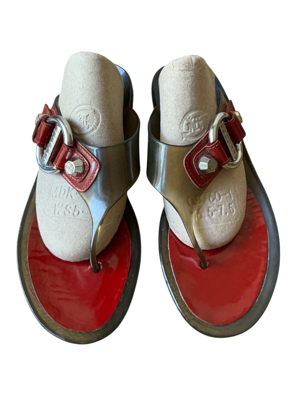 Stuart Weitzman Palma Jelly Thong Sandals with Buckle Size 7